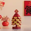 Árbol de Navidad Estilo Chino de Año Nuevo Esterilla Aislante Térmico Decoración de Escritorio de Madera Maciza Posavasos Festivo Base para Ollas Árbol de la Fortuna