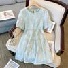 Estrategia de deformación 60.00 kg-175.00 kg ropa de talla grande para mujer al por mayor 2024 verano nuevo vestido de muñeca de manga abullonada de cintura alta