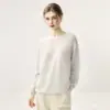 Novo suéter de cashmere 75% e seda de amoreira 25%, de malha reversível, gola redonda, cor sólida, versátil, solto e macio, para mulheres