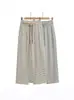 Calça Casual Listrada de Cintura Elástica com Cordão Estilo Preguiçoso Perna Larga Outono Nova Versátil Solta Afinando Calça Reta para Mulheres