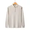 Camisa Polo de Manga Larga con Media Cremallera Estilo Minimalista Japonés de Otoño para Hombre, Color Sólido, Estilo Perezoso, Estética Ins, Versátil, Top con Cuello