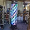 Luz Rotatoria de Barbería de Pie para Exteriores Impermeable Letrero de Salón de Peluquería Luz de Caja de Luz de Vidrio de Colores para Peluquería Se Puede Comprar en Lote Leidezhu