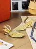 Nuevas sandalias tejidas transpirables modelo 2026 para mujer, talla 34, sandalias de punta cerrada, tacones de punta cuadrada de talla grande para verano