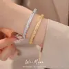 Pulsera Hebilla Patrón Circonia Chapada en Oro Real de 18k Pulsera con Sentido de Diseño Nicho Pulsera de Moda Individual Versátil Joyería Mujeres