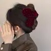 Mariposa Negra Afelpada Moda Terciopelo Cristal Completo Diamante Clip Tiburón Año Nuevo Rojo 2025 Otoño e Invierno Pasador