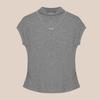 Nova Moda Feminina 2026, Blusa Feminina de Gola Meia-Alta, Camiseta Feminina de Manga Curta Estilo Primavera, Design Elegante com Ombros Normais, Mangas Flare, Ajuste na Cintura, Efeito Emagrecedor