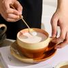 Ins latte Guirlanda xícara e pires de café cerâmica com mudança de forno conjunto de xícara e pires padrão de água durável Xícara caneca doméstica