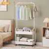Estante Integrado Simple para Ropa y Sombreros, Perchero Móvil de Pie para el Hogar, Dormitorio y Balcón