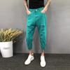 Pantalones de 8 puntos para hombre de verano delgados espíritu denim agujero mendigo estilo coreano pantalones Hallen pantalones nuevos para Torre