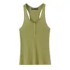 Z Roupa de Verão Sexy para Meninas Quentes com Botões Regata Decote em U Decote Profundo Sexy Curta com Botões Decote Redondo Top 4786009