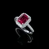 Anillo de Boda de Plata S925 con Rubí Cultivado Zhou Hengfu Anillo de Diamante Moda Vintage de Gama Alta Para el Trabajo al por Mayor Venta Caliente Transfronteriza
