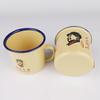 Copo de esmalte amarelo com citações, copo de boca, caneca nostálgica antiga, copo de esmalte de vários tamanhos, jarra de chá de restaurante, presente