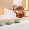 Ciudad Prohibida Olla Única Tres Tazas Set de Té de Viaje Camping al Aire Libre Taza de Té Rápida Portátil Tetera de Cerámica Gruesa con Logo