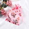 Bolsa de tul floral con corazón y rosa estampados en dorado, bolsa de regalo con cordón, bolsa para dulces/huevos de boda, bolsa de embalaje para caja de joyería