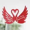 Cartões de Taça de Vinho com Cisne Gravados a Laser para Banquetes e Festas, Cartões de Lugar de Feliz Aniversário com Texto Gravado, Cartões de Mesa Ingleses Vazados em Estoque