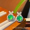 Aretes al por mayor Nuevos Naturales con Baño de Plata 925 Incrustados con Calcedonia Verde Sol, Comparables a Cabujones Rosados Color Jade Aretes Versátiles