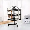 Soporte Giratorio Cuadrado de Tres Niveles de Hierro Forjado para Exhibición de Joyería Soporte de Exhibición de Aretes de Hierro Forjado Estilo Europeo Suministro Directo de Fábrica
