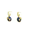 Nuevos Pendientes Retro Estilo Chino de Lapislázuli para Mujer, Joyería Vintage con un Toque de Lujo Ligero y Gama Alta, Pendientes Ovalados, Colgantes de Oreja de Nicho al por Mayor
