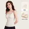 Camisola Floral Otoño/Invierno Chaleco Cálido para Mujer con Almohadillas Integradas para el Pecho, No Necesita Sujetador, Adelgazante, Top de Capa Base Amigable con la Piel