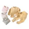 Conjunto de Ropa de Otoño e Invierno para Niños con Terciopelo Grueso, Ropa de Otoño y Pantalones Largos, Estilo Coreano, Oso de Dibujos Animados, Conjunto de Ropa Interior de Cachemira de Seda para Bebé