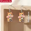 Pendientes de Hoja de Arce Coloridos de Moda Europea y Americana 2D Pendientes Planos de Acrílico para Mujer Pendientes Creativos de Hoja de Arce Tricolor