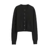 Suéter tejido de punto redondo retro americano, color liso, versátil, corte ajustado, chaqueta cárdigan, top, suéter exterior estilo old money
