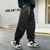 Z1084-crianças Yang do início 2023 outono novo crianças médias e grandes moda solta confortável calça casual com cadarço no tornozelo para meninos