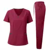 Ropa Lavable para Hombres y Mujeres, Pantalones Largos de Manga Corta, Traje de Fregar para Cuidado Bucal de Mascotas, Ropa de Trabajo para Doctor, Ropa Médica Absorbente de Sudor