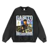 Moletom Crewneck de Algodão Puro Estilo Ins para Cantor de Hip-Hop, Moletom Floral Transfronteiriço Sem Capuz, Estampado Solto Oversized com Capuz