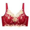 Conjunto de Sutiã Vermelho para Casamento Feminino, Sem Aro, Ajustável, Bordado, para Seios Pequenos, Perfeito para o Ano de Nascimento