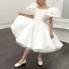 Vestido de Princesa Retro con Mangas Abullonadas para Niña Pequeña Textura de Satén Vestido de Escenario para Actuación de Piano Transfronterizo Europeo y Americano