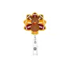 Porta-credencial retráctil más vendido transfronterizo, clip de insignia giratorio de pavo de otoño, porta-insignias de calabaza con purpurina al por mayor