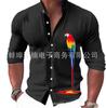 Camisa de manga larga de moda para hombre nueva de Europa y América 2023 Camisa de manga larga con impresión digital 3D de moda para hombre