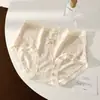 Braguitas de seda blanca y melocotón First Love para niñas, finas, sin costuras, de seda helada transpirable 10A, con entrepierna antibacteriana y forma triangular.