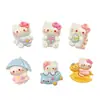 Nuevo gatito de dibujos animados montando a caballo accesorios de resina DIY clip para el pelo brillante material agujero zapatos accesorios para ropa