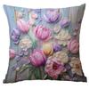 Funda de Almohada Transfronteriza Nueva Retro de Flores Creativa Estilo Talla Pintura al Óleo Estampado Hogar Sofá Cojín Funda de Almohada