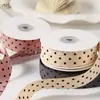 Cinta de pana de lunares anchos de un solo lado, ramo, caja de regalo, cinta de encuadernación acanalada, lazo para pasador de pelo DIY, accesorios de lunares con