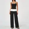 Conjunto de yoga transfronterizo para mujer con almohadillas en el pecho, tirantes finos, colores contrastantes, cintura alta, secado rápido, ropa deportiva de fitness para yoga 9666