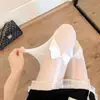 Meias de Seda Jk Menta Japonesa Mambo Verde Meias de Seda Love Branco Anti-gancho Meia-calça Feminina Fina Estampada com Laço
