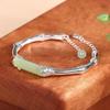 Pulseira de bambu feminina retrô banhada a ouro imitação Jade Hetian pulseira de abertura pulseira estilo nacional joias atacado
