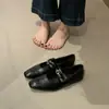 ¡Versión de piel de oveja! Zapatos Retro Mary Jane para Mujer Punta Cuadrada Correa Única Hebilla Suela Suave Corte Bajo Marrón Planos Individuales