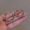 Pendientes de metal simples de viento europeo y americano de doble torsión lisos pendientes de plata 925 44137 para mujer