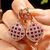 Producto Popular Más Vendido: Joyería Zhuang Shengsheng Base de Cobre Chapado en Oro Corindón Rojo Simulado Cuadrado Set de Lujo de Alta Gama para Mujer
