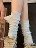 Meias Largas com Laço Estilo Japonês para Mulheres, Meias Longas de Algodão, Estilo Fino de Verão, Meias de Cano Longo, Estilo Ballet Jk, Meias Cinzas para Panturrilha