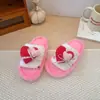 Chinelos de algodão infantis, design fofo de laço para meninas, outono e inverno, adequados para uso interno, chinelos fofos versáteis e adoráveis