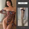 Lencería Privada con Temática de Luna [Extremadamente Caliente y Sexy, Se Puede Usar Afuera o como Capa Interior] Traje de Baño de Una Pieza con Estampado de Leopardo Estilo Europeo y Americano Transfronterizo de Manga Larga