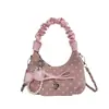 Elegante e Delicado Design de Nuvem com Bolinhas Novo Estilo Doce e Fresco Design Plissado Bolsa Transversal de Corrente Estilosa Bolsa de Ombro