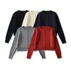Suéter Cardigan de Punto Suelto de Manga Larga con Trenzado Corto de Color Sólido para Mujer, Estilo Europeo y Americano, Nuevo para Otoño e Invierno