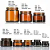Pote de creme marrom 50g transfronteiriço, frasco de amostra de creme para o rosto, frasco dispensador de creme floco de neve marrom à prova de luz, frasco cosmético