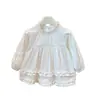 Nueva blusa de manga larga para niñas, top de bebé estilo coreano con encaje, moderna y adorable, estilo princesa, súper lindo